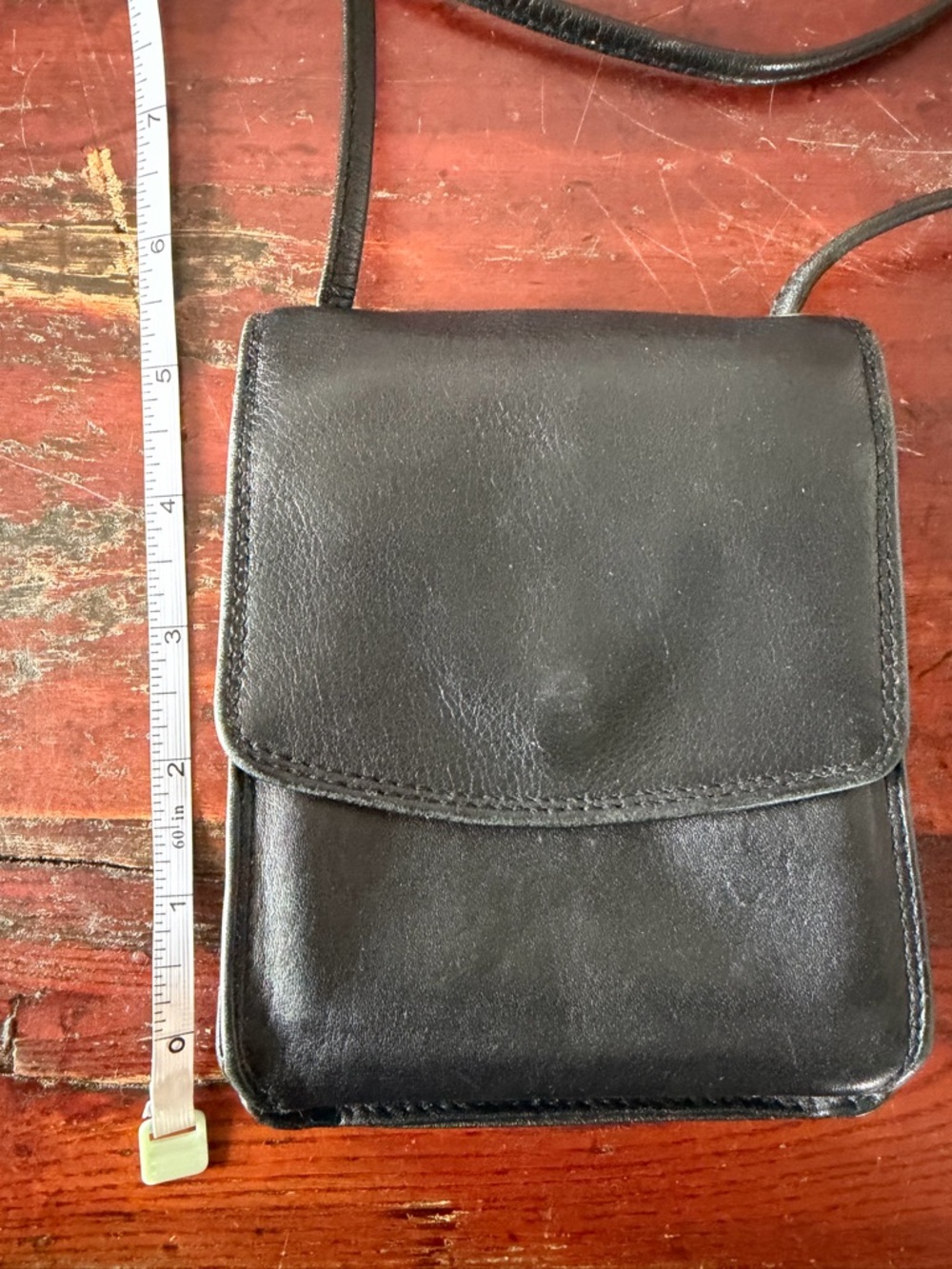 Derek Alexander Vintage Black Leather Crossbody Wallet Purse with Phone Pocket - Picture 2 of 11